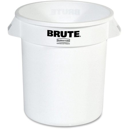 RUBBERMAID COMMERCIAL 10 gal Round Brute 10-Gallon Vented Container, White, Plastic RCP261000WH